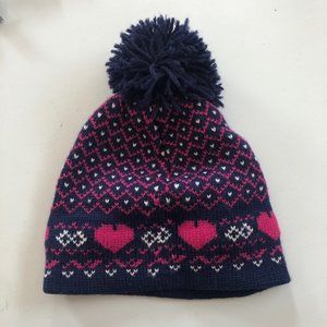 80's Valentines Pom Pom Heart Hat Beanie